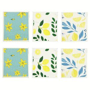 NEW Set of 6 Swedish Dishcloths - Lemons, Flower, Reusable & Sustainable